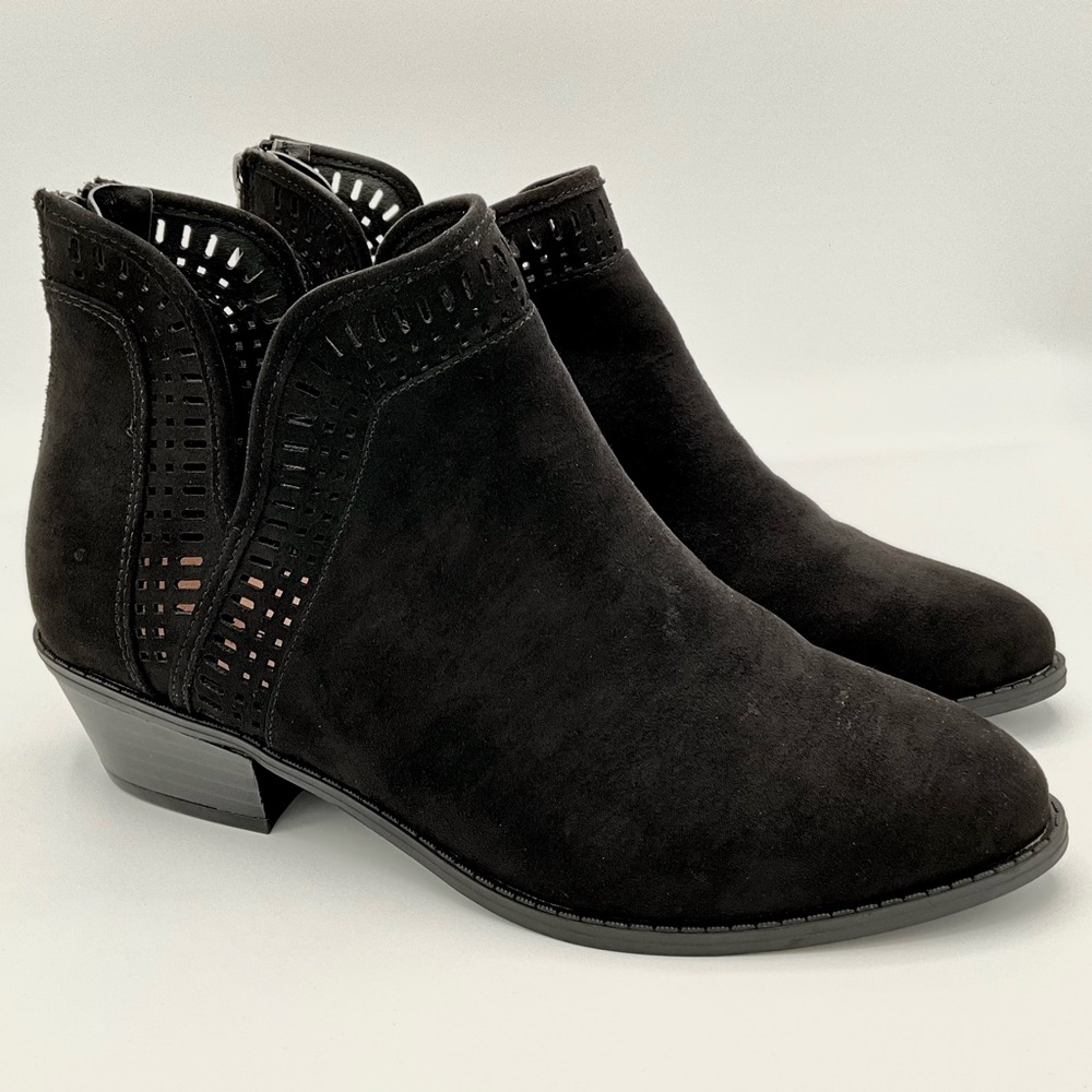 SOLD - NEW w/o box Torrid Black Faux Suede Ankle Boot Cut Outs Womens US 7W